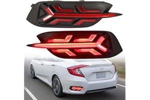 SDTSSYVE Fog Lights Rear Brake Reflctor Lights for Honda Civic 10th Gen 2016-2020 Sedan Coupev Lx Rear Turn Signal Brake Lights Civic Accessories (CIVIC1620-RearFog)