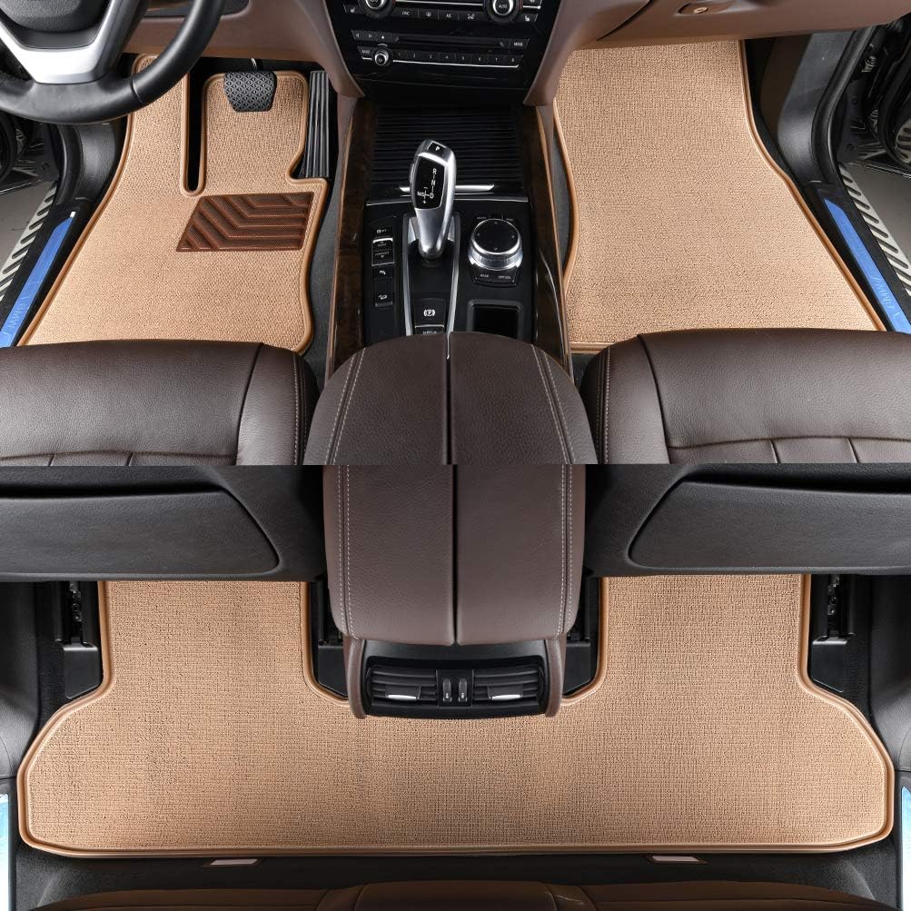 ZATOOTO Car Floor Mats for BMW X5, Custom Fit Front Rear 2 Rows All Weather Beige Luxury PVC Silk Ring 3 pcs Waterproof Floor Liner