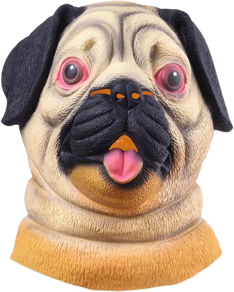 Dog Head Latex Mask Pug Dog Party Full Face Adult Fancy Classic Cosplay Costume Masks