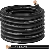 50ft NM-B 8/3 Wire with Ground,8/3 8 Gauge 3 Conductor Wire,8-3 Copper 8 AWG Non-Metallic Sheathed 8/3 NM-B W/G Cable,Stranded Indoor Residential Electrical Wiring for Branch Circuit Switches&Outlets