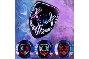 BOMLY Halloween Purge Light Up Scary Mask - LED EL Wire Mask for Festival Party Gifts