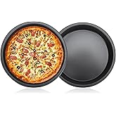 2Pcs 12 Inch Pizza Pan, Carbon Steel Non-Stick Deep Dish Baking Pan for Pizza, Pies, Cakes - Thickened Round Bakeware Sheet for Oven, Kitchen & Restaurant Use(12in)