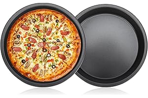 2Pcs 9 Inch Pizza Pan, Carbon Steel Non-Stick Deep Dish Baking Pan for Pizza, Pies, Cakes - Thickened Round Bakeware Sheet fo