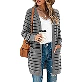 TASAMO Women's Kimono Cardigan Long Sleeve Open Front Casual Knit Sweaters Coat Oversized Soft Outwear with Pockets