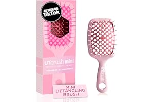 FHI Heat UNbrush Mini Detangler Brush for Pain-Free Brushing on All Wet or Dry Hair Types — Durable Duoflex Anti-Static Bristles, Lightweight Handle, Vented Mini Hair Brush