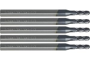CME TOOLS CME 5 pcs Micrograin Carbide End Mills, Ball Nose, TiAlN Coated, 5/64" Mill Diameter, 1/4" Length of Cut, 1 1/2" Overall Length, 4 Flute, Center Cutting