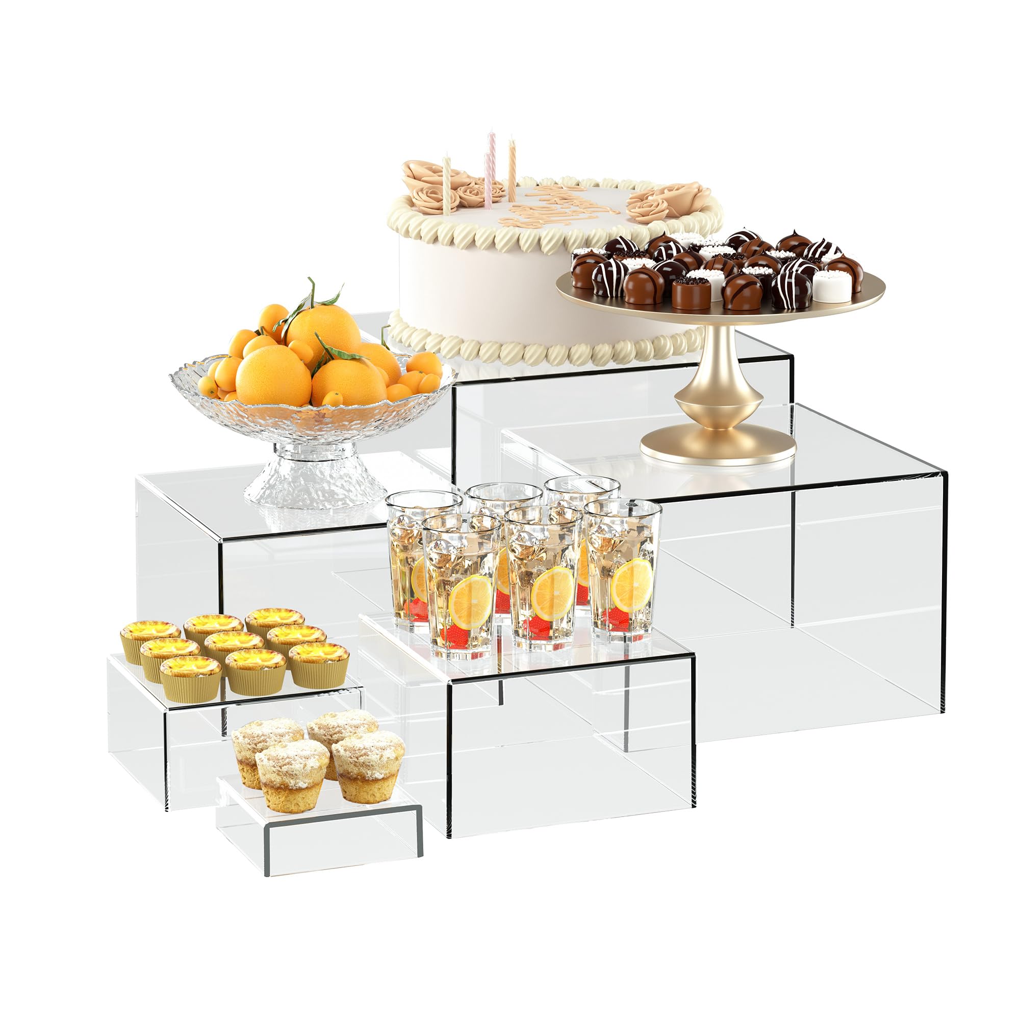 Photo 1 of OKBHTS 6 Clear Acrylic Boxes for Display as Buffet Risers and Stands, Food Display Risers for Party, Buffet Table, Food Stands for Display Party ( Clear )