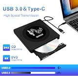BUNUD USB 3.0 Type C External CD DVD Drive Reader Writer SD TF USB Ports view 4