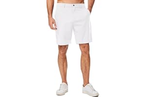 JMIERR Men's Cotton Linen Shorts Casual Button Elastic Waist Workout Dress Beach Golf Short with Pockets