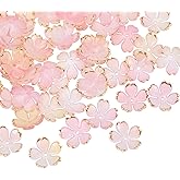 PATIKIL 200Pcs 19mm Acrylic Flower Beads, Cherry Blossom Gradient Gold-Plated Floral Spacer Bead Charm for Jewelry Making Bracelet Necklace Earrings DIY Crafts, Pink
