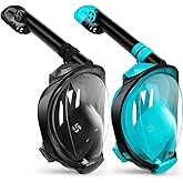 Greatever G2 Snorkeling Gear for Adults 2PCS, Full Face Snorkel Mask with Dry Top Snorkel,Anti-Leak & Anti-Fog Snorkel Mask Adult,Foldable Snorkeling Mask with Camera Mount mesh Bag