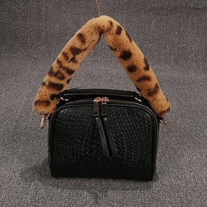 faux fur leopard purse