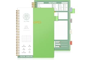 Recipe Book to Write in Your Own Recipes, Sprial Personal Blank Recipe Book, ALLTREE Blank Recipe Notebook with 15 Tabs for F