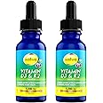 wellwe 2 Bottles Liquid Vitamin D3 K2 Drops 5000 IU with MCT Oil - Vegan Liquid Vitamin D Supplement to Boost Energy Levels, Mood and Immune System, Unflavored, No Odor, Gluten-Free, Non-GMO, 2 Fl Oz