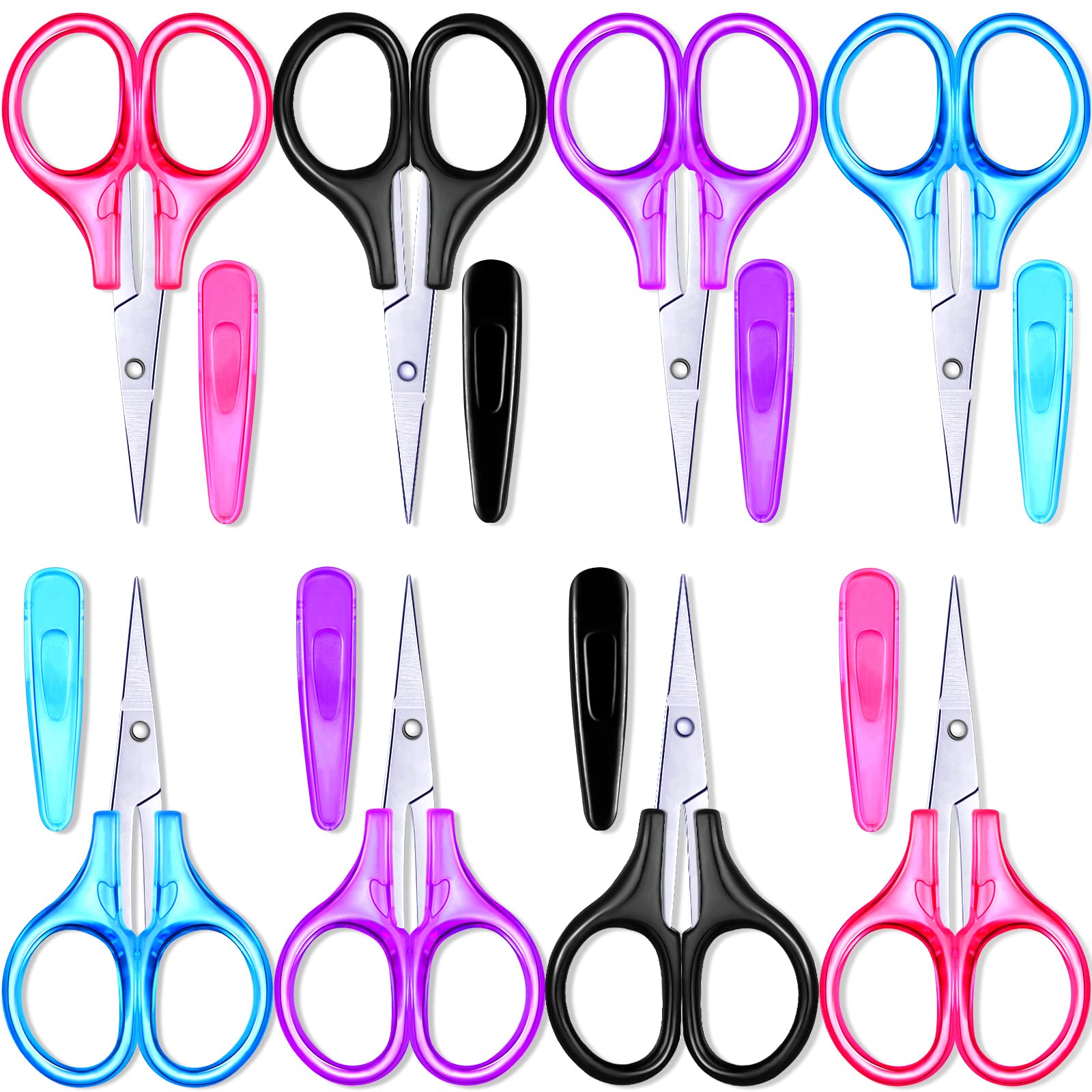 Photo 1 of Small Craft Scissors 3.4" Tiny Travel All Purpose Scissors Stainless Steel Sharp with Cover Straight Tip Mini Sewing for Back to School Cutting Paper Trimming School DIY Projects(Fresh Color,8 Pcs)