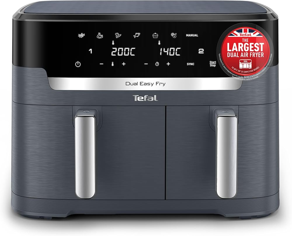 Tefal Easy Fry XXL Dual Zone Digital Air Fryer 11L 2 Drawers EY942BG0