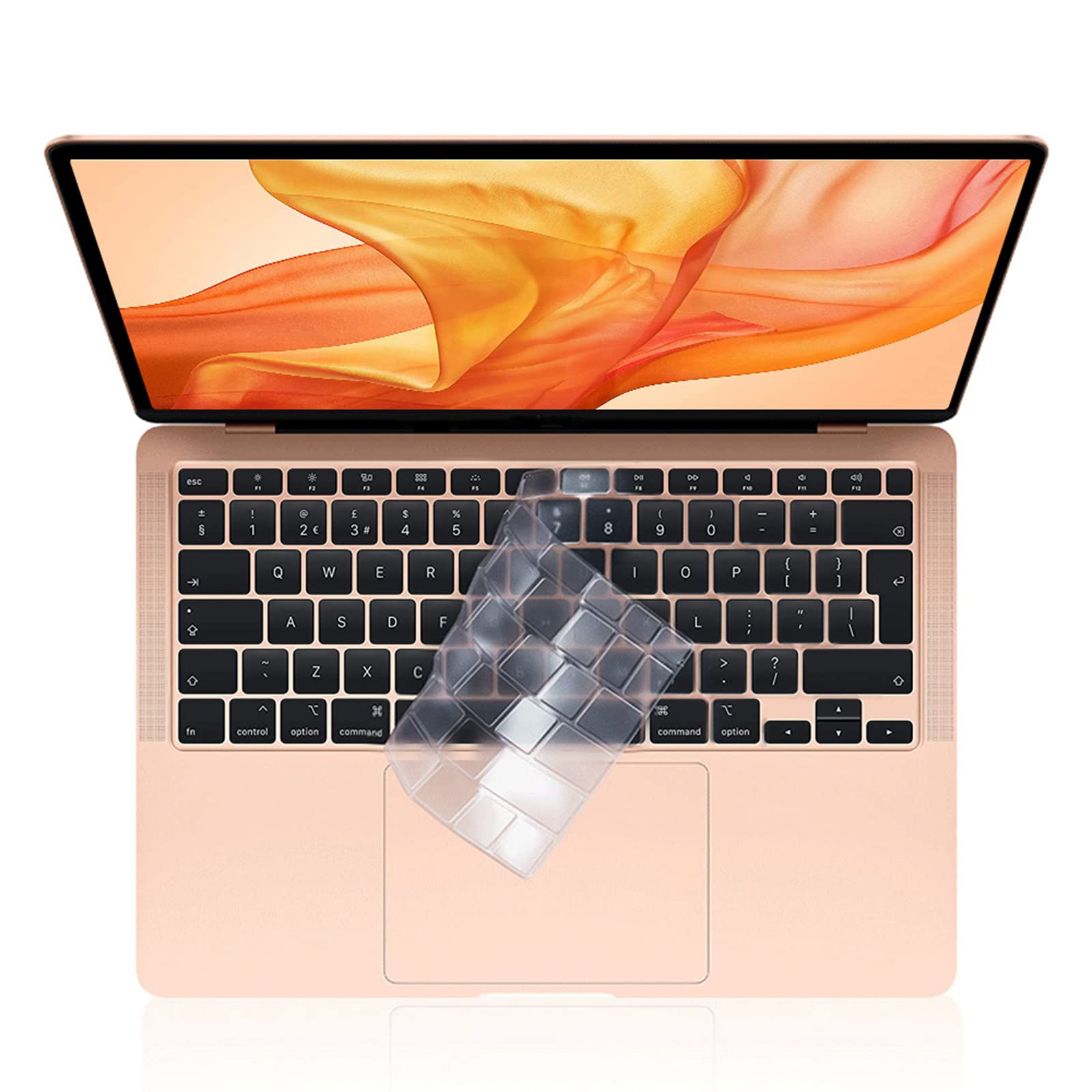 EooCoo Keyboard Cover Compatible for MacBook Air M1 13 inch 2021 2020 A2337 A2179 with Retina Display & Touch ID, UK and EU Layout Ultra Thin Protector Skin, TPU Clear