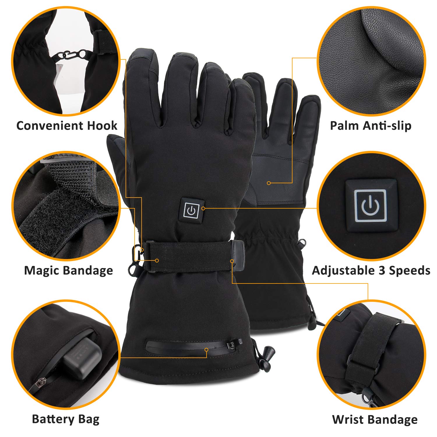 Hiking 3.7V /3600MAHThermal Insulate Gloves for Climbing Thermal