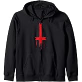Upside Down Inverted Cross Zip Hoodie