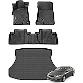 AZYT Floor Mats & Cargo Liner for 2012-2015 Honda Civic & Civic Si Only Sedan (Not Coupe), All Weather Automotive TPE Floor Liners Set Anti-Slip Waterproof Accessories (Car Mats+Trunk Mat) Black