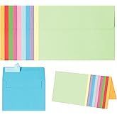 Blank Cards and Envelopes 4x6, 30 Pack 10-Color Assorted Invitation Folded Cardstock with 30 Matching Self-Seal A4 Envelopes, Thank You Blank Greeting Cards, for DIY, Print Custom, Wedding & Birthday