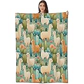 amepay Cactus Llama Print Throw Blanket-Cozy, Plush & Warm Flannel for Boys, Girls-Soft, Comfy, Lightweight for Sofa, Couch, Bedroom, Travel-Robust, Fuzzy,Anti-Pillling Fabric for Outdoor 50×60inch