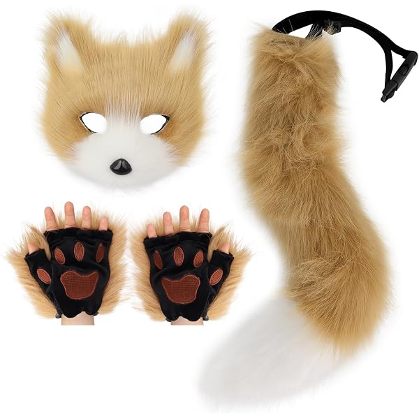 thumbnail image 2 of GGSTDDUP Therian Mask And Tail Set Halloween Furry Mask Fox 2 of 9