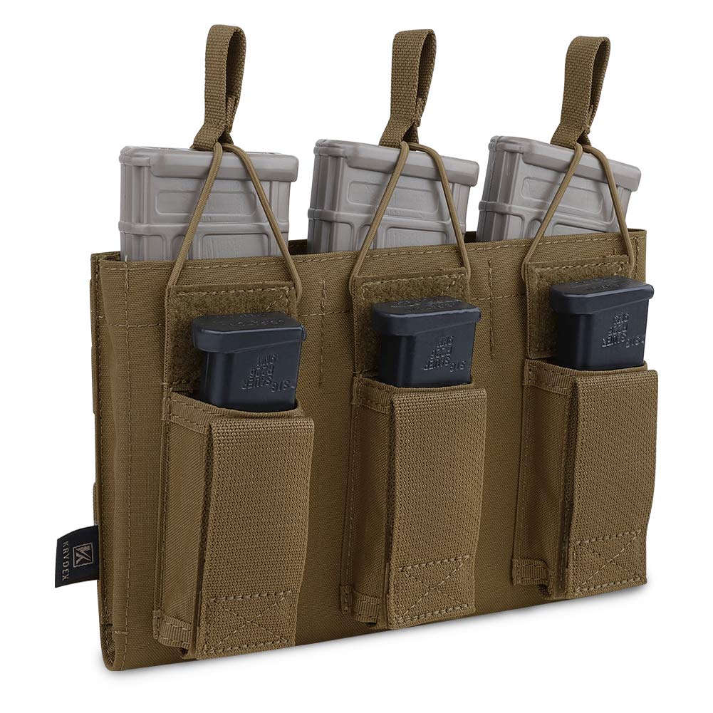 KRYDEX Tactical Molle Triple Magazine Pouches for Hunting Coyote Brown