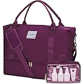 WOOMADA Weekender Overnight Bag for Women, Carry on Shoulder Travel Duffel with Shoes Compartment,Gym Bag with Toiletry Bag