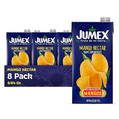 Jumex Mango Nectar - Mango Juice Nectar Made with Fresh Fruit Puree - Tropical Fruit Juice Concentrate for Smoothie Mix, Cocktail Mixers, Kids Drinks & Mexican Beverages - 64oz, 8 Pack Carton