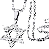 555Jewelry Star of David Necklace for Men, 2 Tone Stainless Steel Jewish Star - Necklace with 16-24 Inch Box Chain - Star of David Pendant