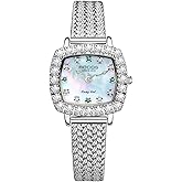 ROCOSJEWE Fashion Luxury Square Women's Watch Elegant Diamond-Set case Love Heart Pointer Waterproof Quartz Watch Girlfriend Gift R0264