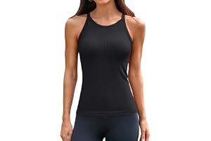 ATTRACO Ribflex Workout Tank Tops with Built in Bra Ribbed Racerback Tanks | Sewn in Bra, Ribbed, Seamless, Racerback, Fitted