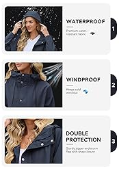 Zando Womens Plus Size Rain Jacket with Hood