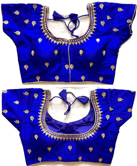 Women's Handwork Round Front Back Neck Designs Readymade Blouse For Saree And Lehenga (Size 38+margin)