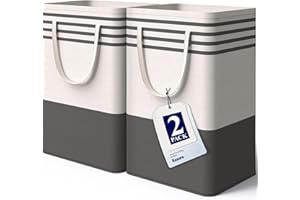Kitsure Laundry Hamper - 2-Pack Collapsible Laundry Baskets with Well-Stitched Handles, Free-Standing Clothes Hamper with Rigid Top Edge for Household, Dorm Use, 2 x 75L, Black