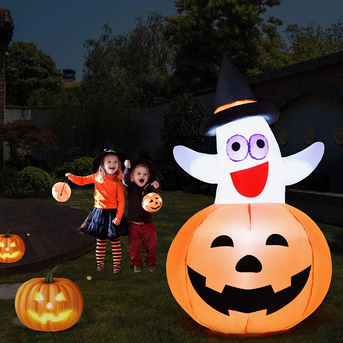 Tangkula 4.9 FT Inflatable Ghost in Pumpkin, Self