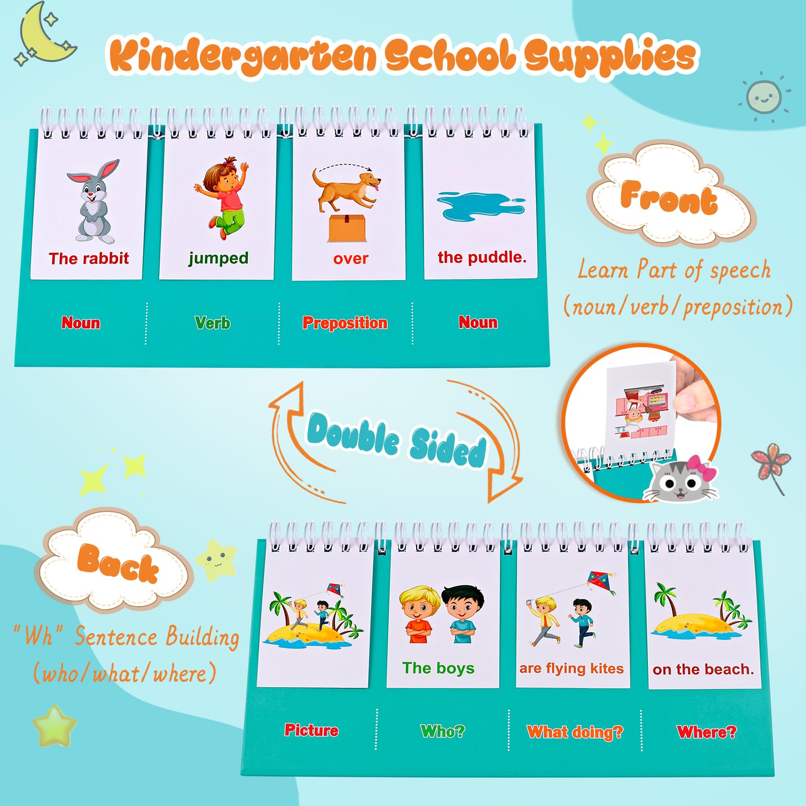 Sentence Building for Kids-Speech Therapy Materials, Kindergarten School Supplies, Preschool 1st 2nd Grade Classroom Must Haves for Homeschool Supplies, Special Education Toys and Games for Toddlers