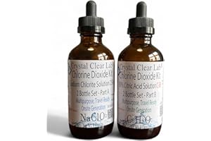 CRYSTALCLEARLAB CHLORINE DIOXIDE Chlorine Dioxide Solution Kit, 8oz Glass Set for CDS ClO2 Generation, 3000 PPM Concentration