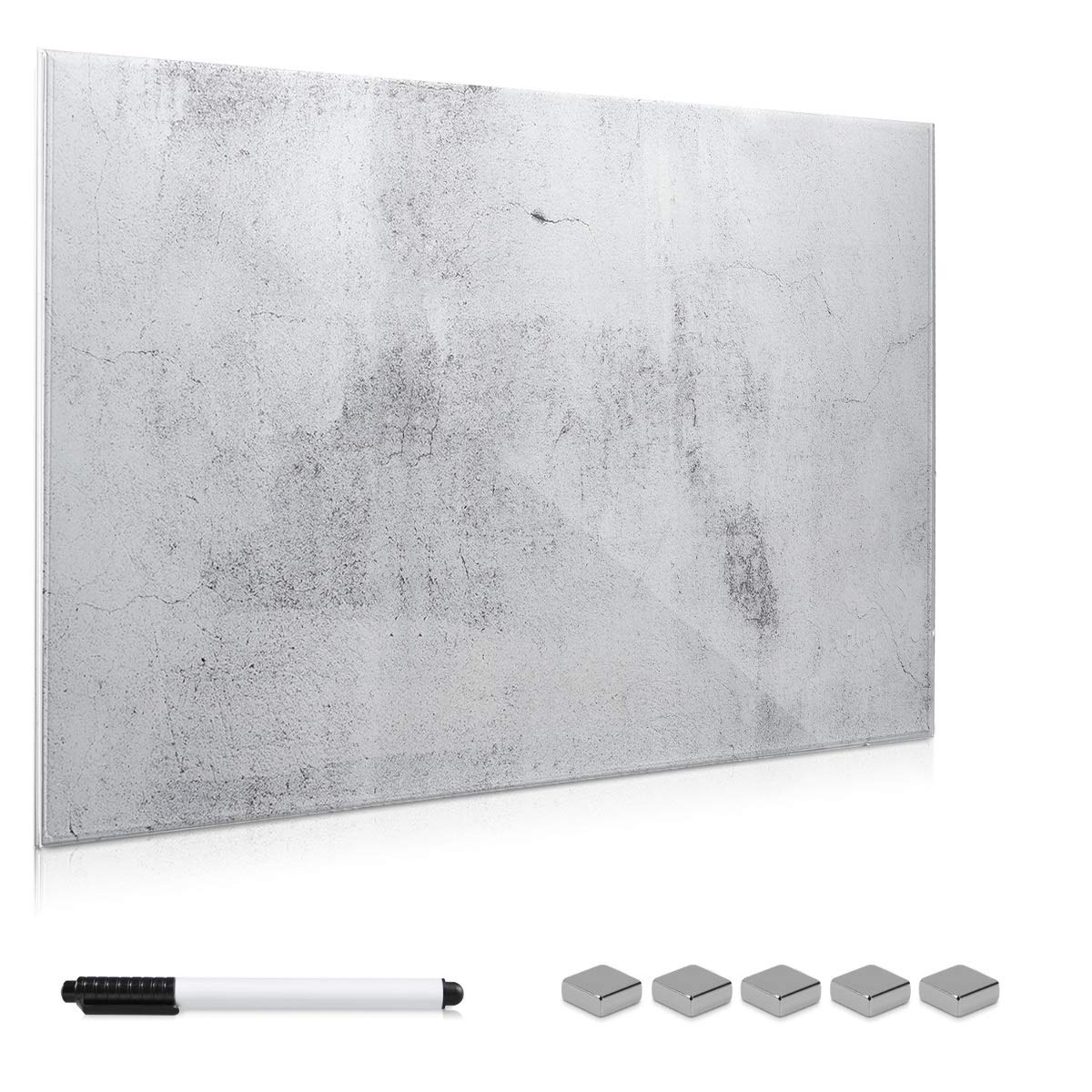 Navaris Glass Memo Board 60x40cm Concrete Design