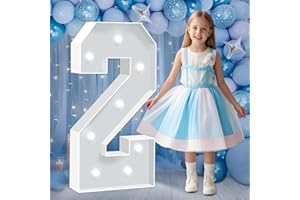 HITINO 3FT Marquee Numbers, Cool White Light Up Numbers 2, Large Cardboard Number for Balloons 2nd 12th 20th Birthday Decorations, Marquee Sign Pre-Cut Foam Board Kit