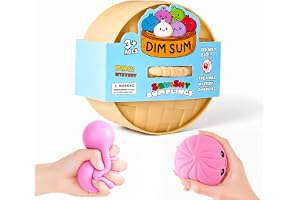 Dumpling Squishies,闪光饺子神秘盒,彩色饺子压力球解压感官玩具,带食物蒸锅的长筒袜填充物弹性桌面玩具(粉色)