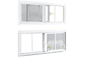 COLORPAPA 2 Pack Shed Windows, 10"x18" Sliding Windows, Transom Window with Tempered Glass for Shed, Chicken Coop, Playhouse, Household, Garage, Barns (White)