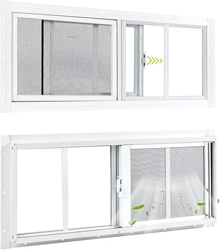 36x33in Horizontal Sliding Window White Frame 91x84cm for Houses