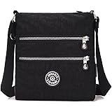 Tiny Chou Multilayer Zipper Pockets Water Resistant Nylon Fabric Crossbody Bag Shoulder Bag for Girl