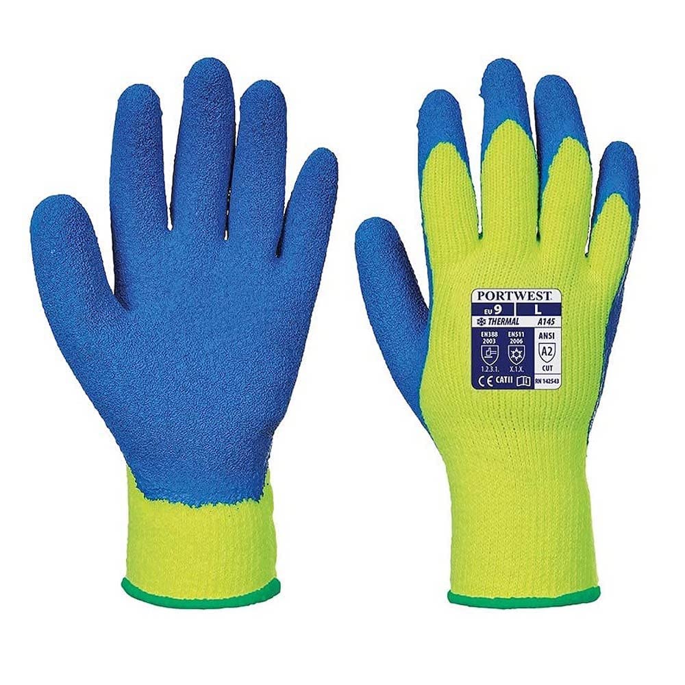 Portwest A145 Cold Protection Grip Glove - Yellow/Blue, X-Large