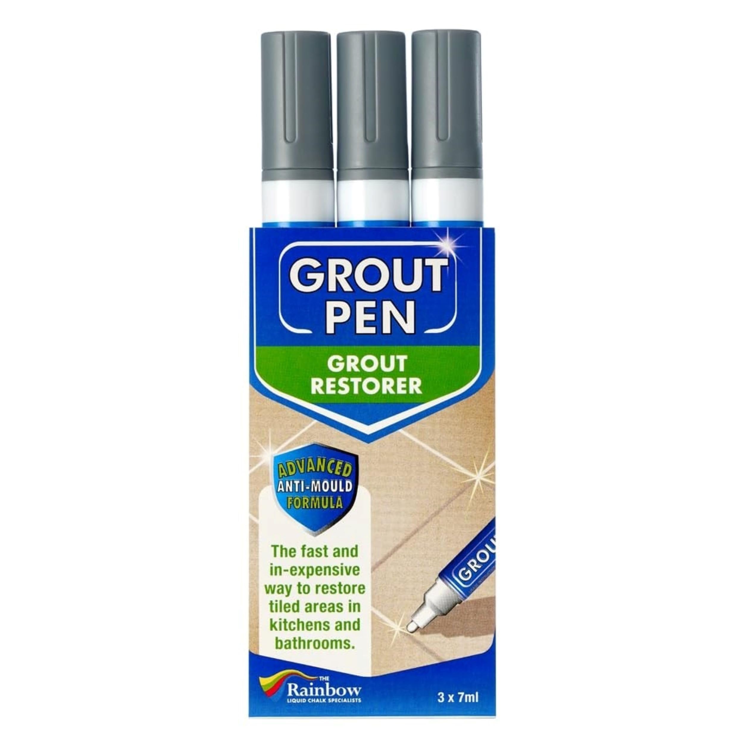 3 X GREY Grout Pens For restoring tile grout.