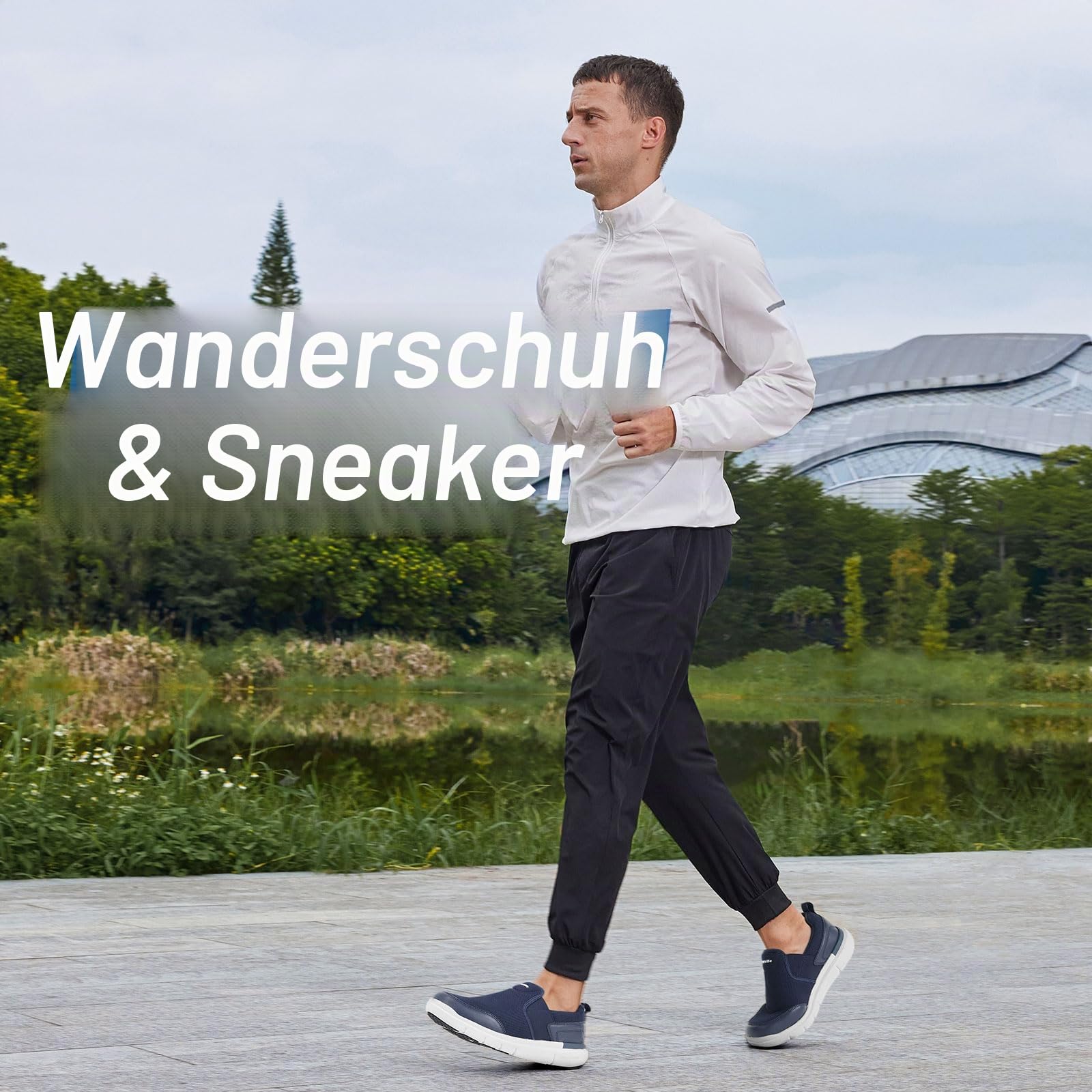FitVille Slip On Sneaker Herren Extra Weite Turnschuhe rutschfest Walkingschuhe Breit Outdoor Schuhe Bequem Leichte Atmungsaktive Freizeitschuhe Mitternachtsblau 46 EU X-Weit 2