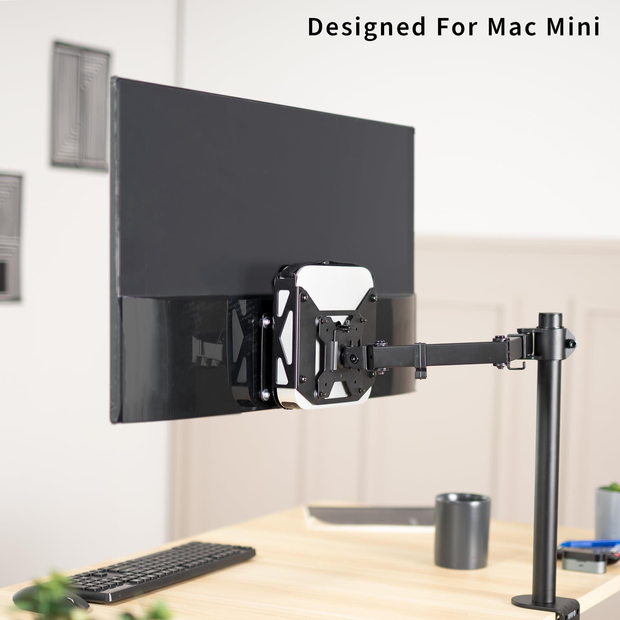 VIVO Behind Monitor VESA Mount Designed For Mac Mini, 2010 To Mid-2024 Models, Desk Clamp Option, Black, Mount-MINI1 - View #3