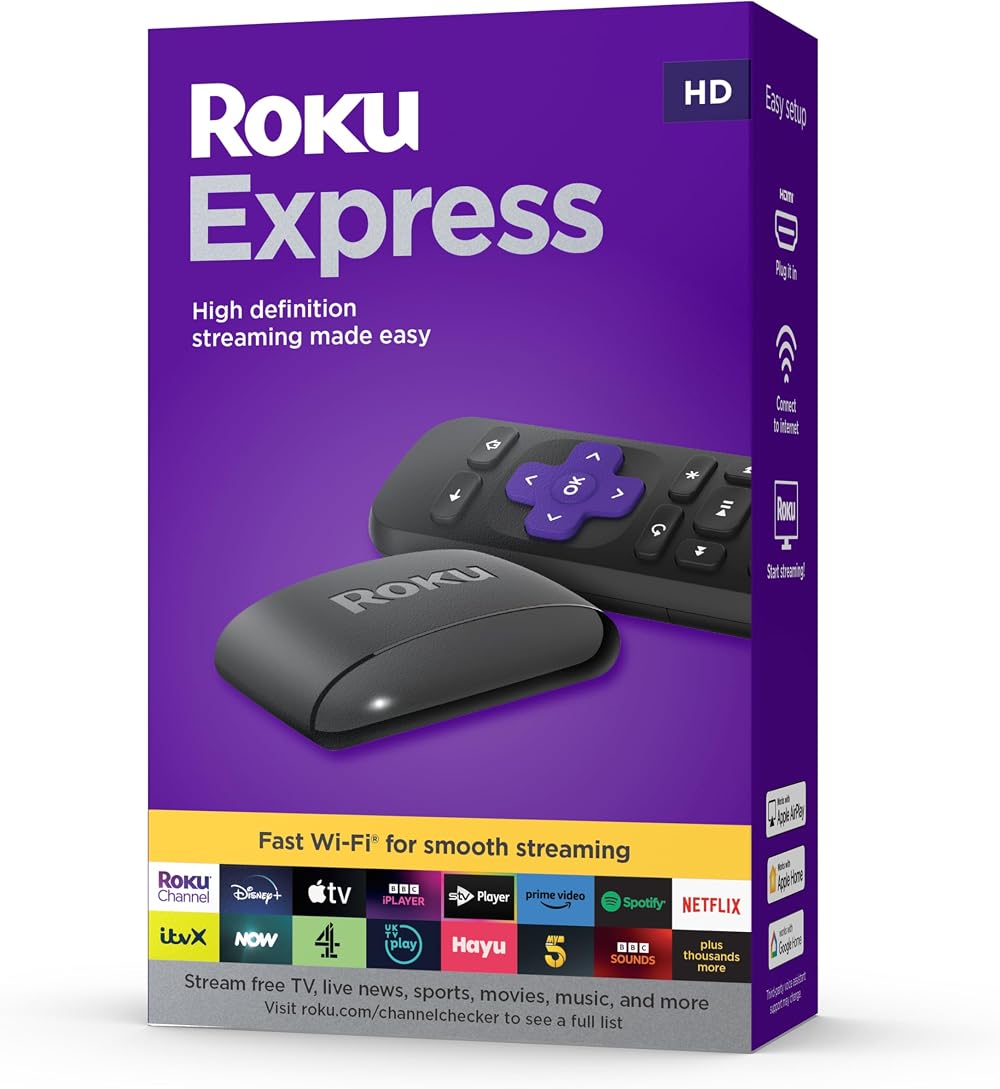 Roku Express 2023 HD Streaming Device HDMI Cable Fast Wi-Fi New